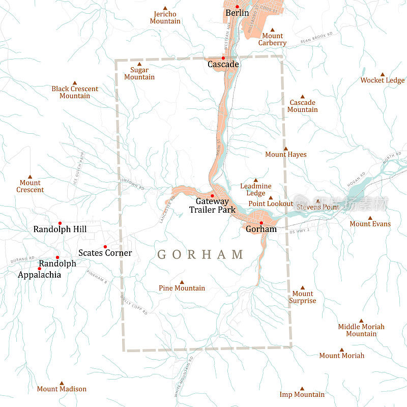 NH Coos Gorham矢量路线图